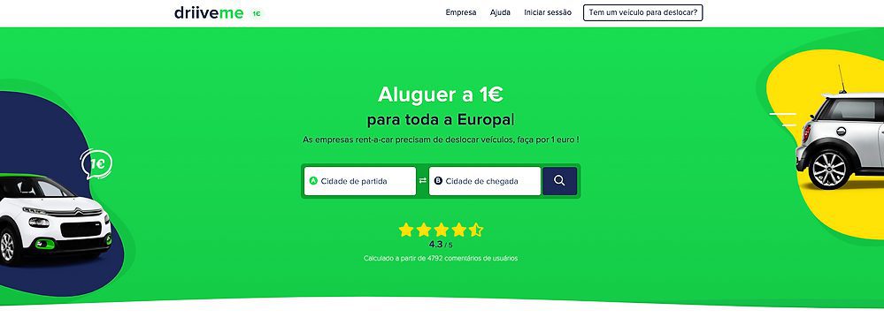 Aluga um carro barato, apenas por 1 euro