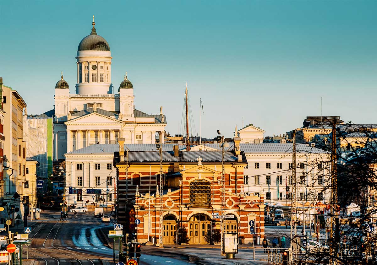 Vista da zona do Old Market em Helsínquia, na Finlândia