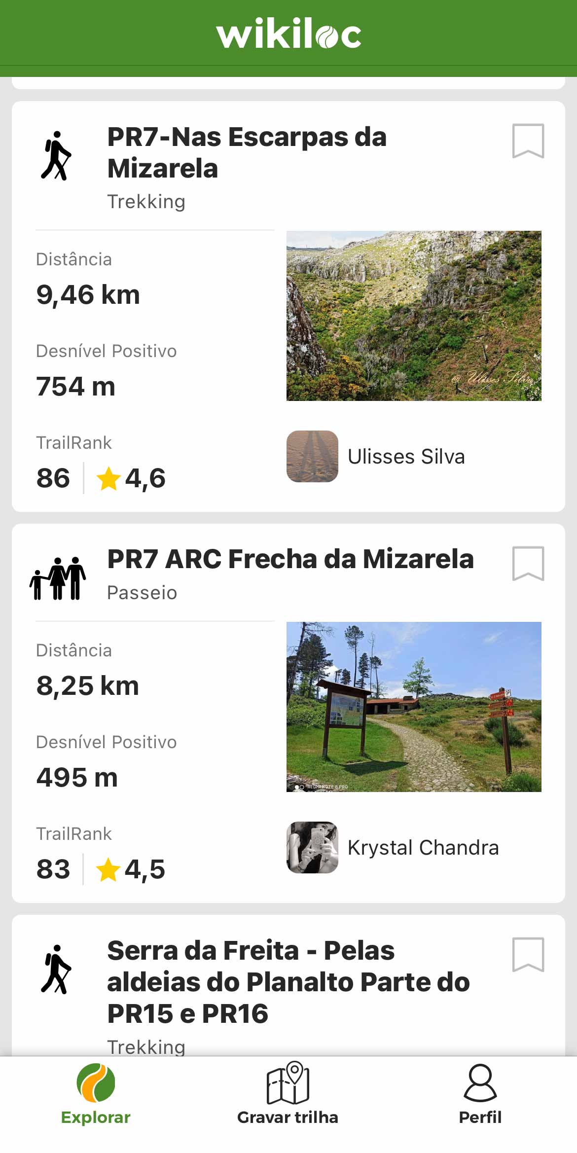 Indicações do Wikiloc sobre o PR7 Nas Escarpas da Mizarela, trilho na Serra da Freita, em Arouca.