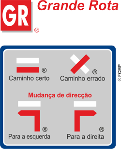 Placa informativa de sinalização das Grandes Rotas pedestres.