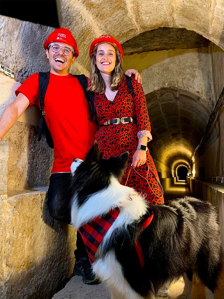 Pedro, Sara e Rafa no Museu da Água em Lisboa.