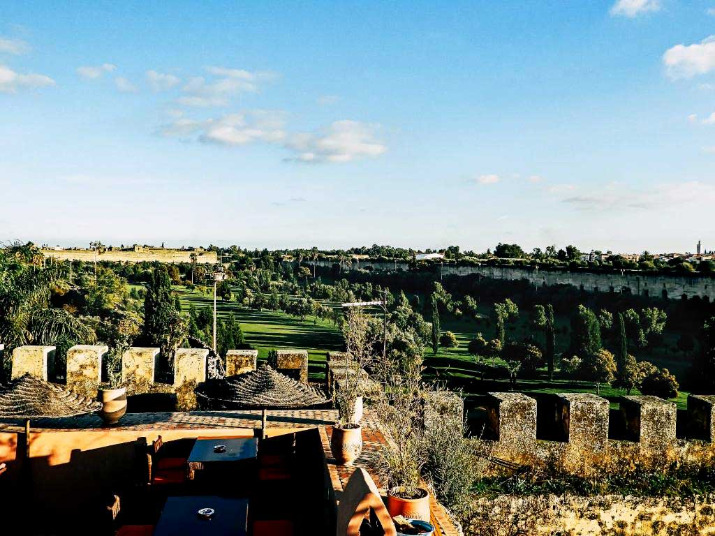 Terrace at the Riad Golf Stinia hotel in Meknes, Morocco