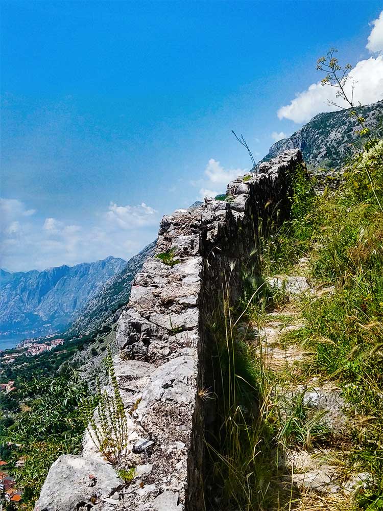 Climbing path to the Kotor fort in Montenegro