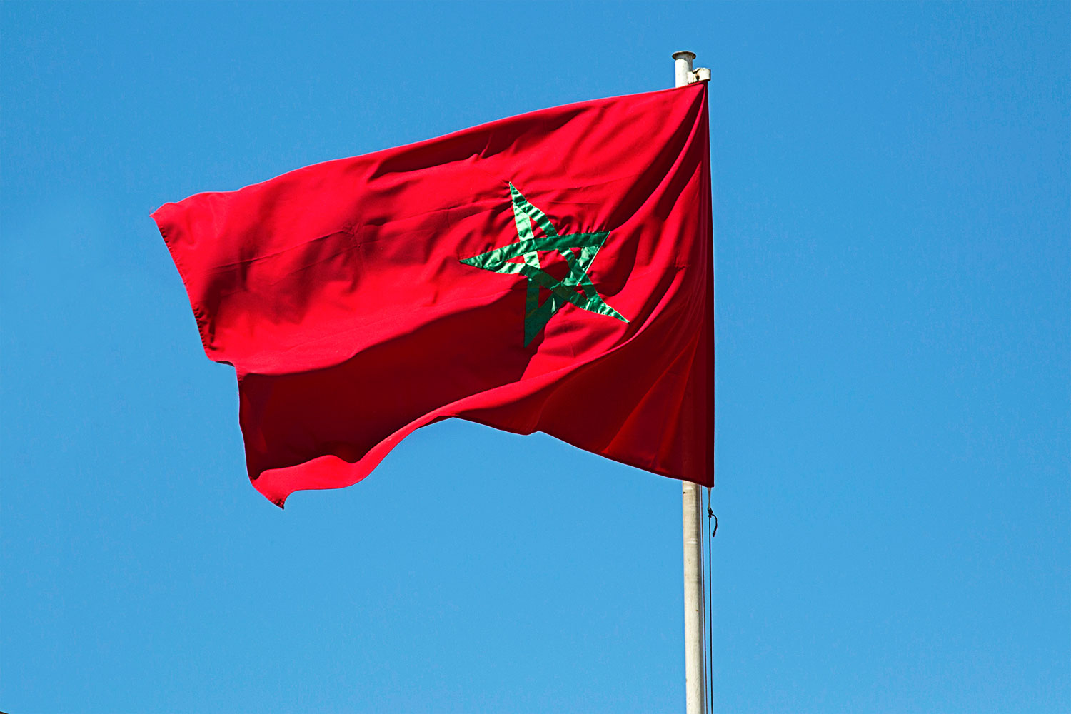 Bandeira de Marrocos na fronteira de Tânger