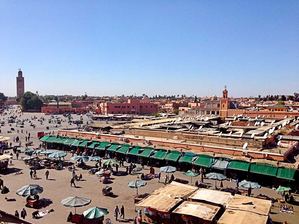 View of Jemaa Fna square in Marrakech.