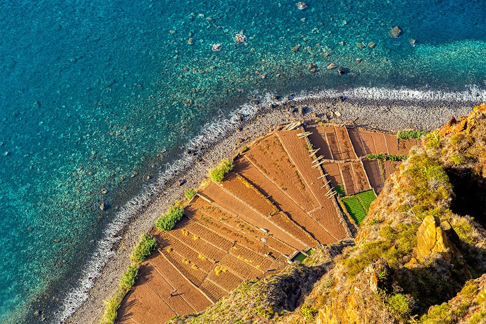 Vista aérea da Ponta de São Lourenço, na Madeira.